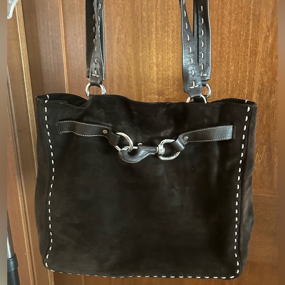 Donald J Pliner Chic Brown Leather Shoulder Bag.  NWOT